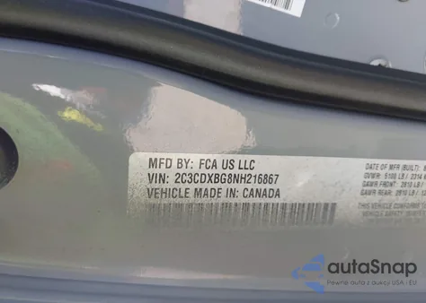 2022 Dodge Charger Sxt Rwd z USA, uszkodzony, nr VIN 2C3CDXBG8NH216867